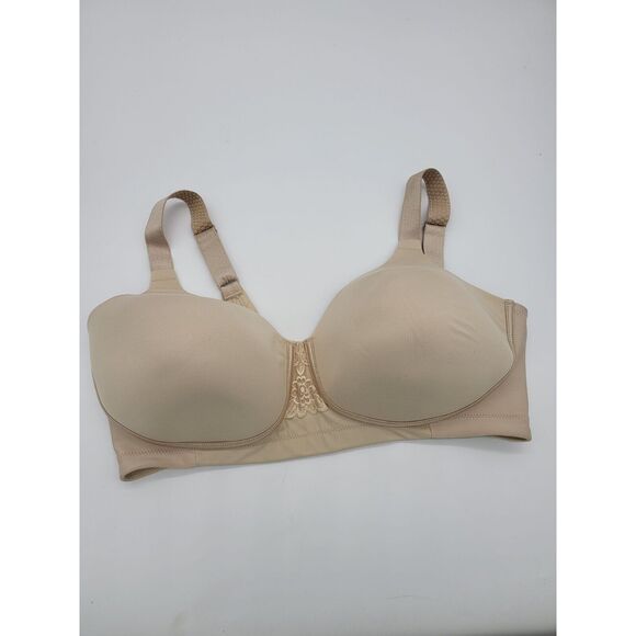 Vanity Fair Wireless Bra 38DD Womens Lightly Padded Tan Adjustable Straps - Picture 1 of 5